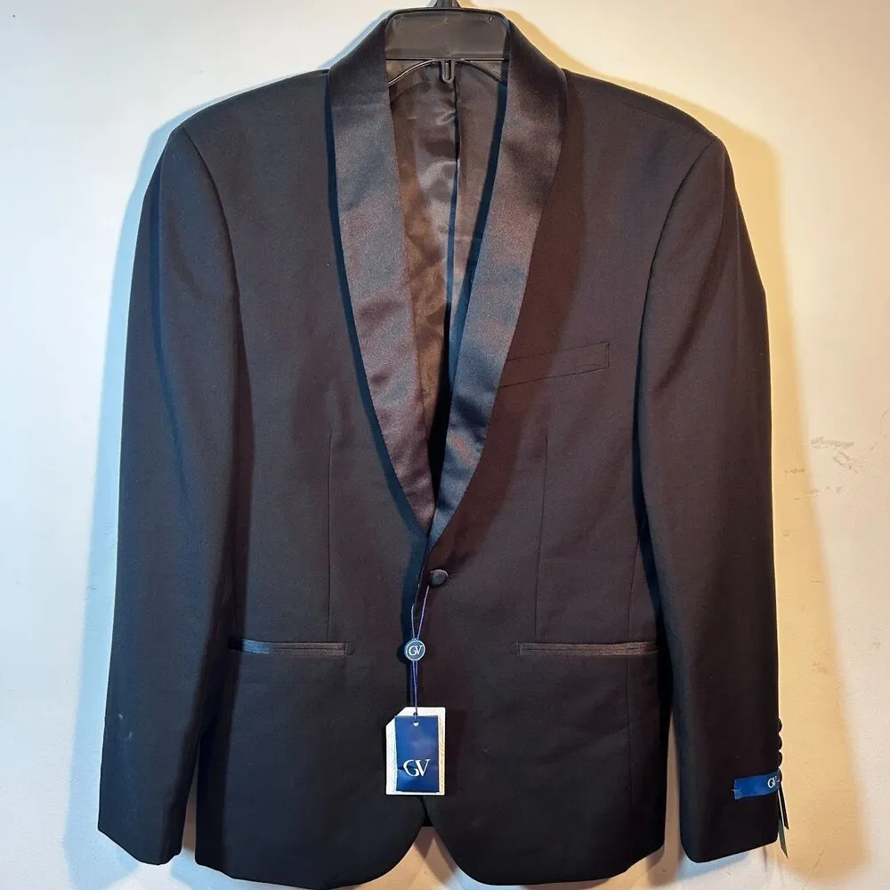 GV Gino Vitale Men's Black TX300 Slim Fit Tuxedo Suit Jacket Size 36S Short